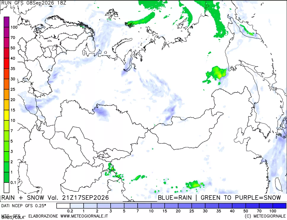 mappa Precipitazioni totali e nevose