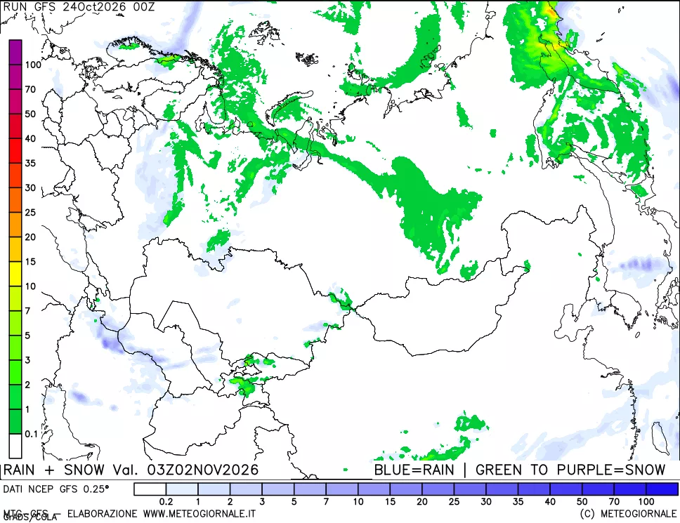 mappa Precipitazioni totali e nevose