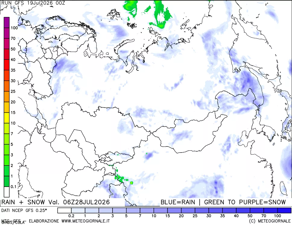 mappa Precipitazioni totali e nevose
