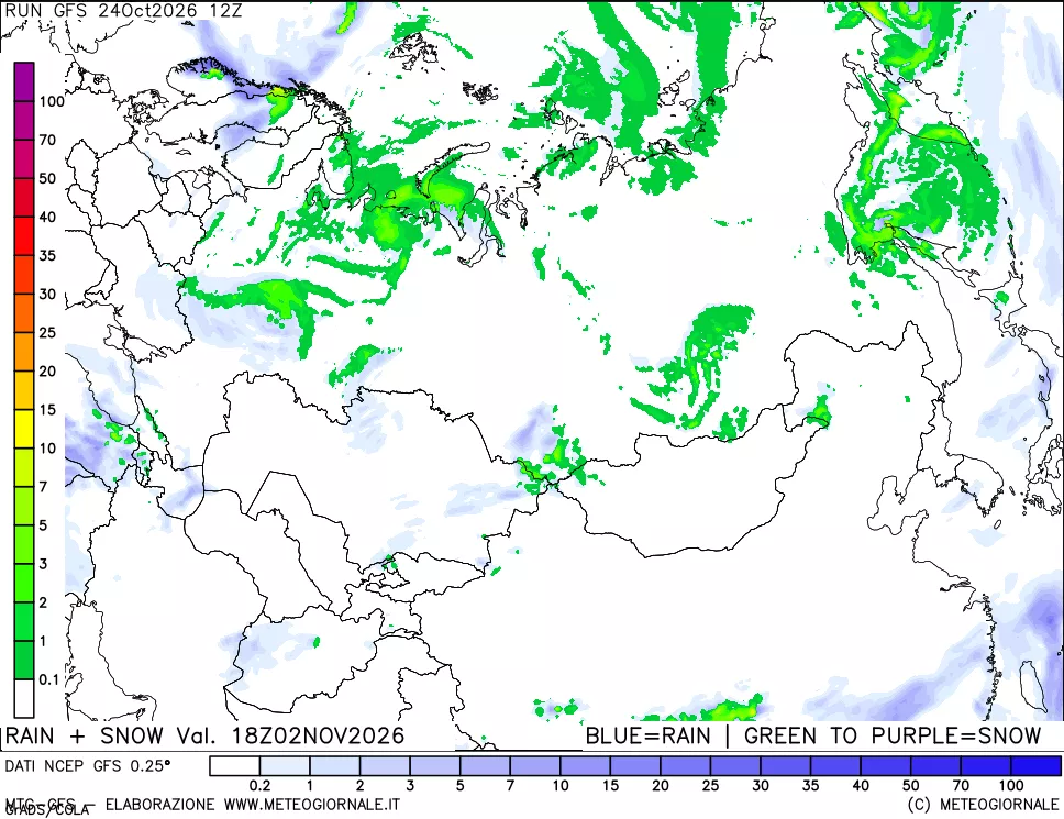 mappa Precipitazioni totali e nevose