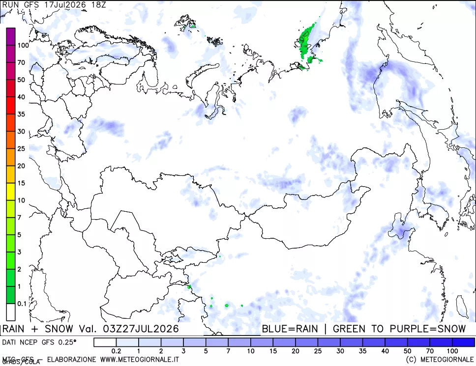 mappa Precipitazioni totali e nevose