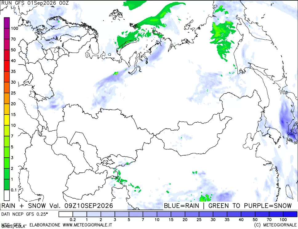 mappa Precipitazioni totali e nevose