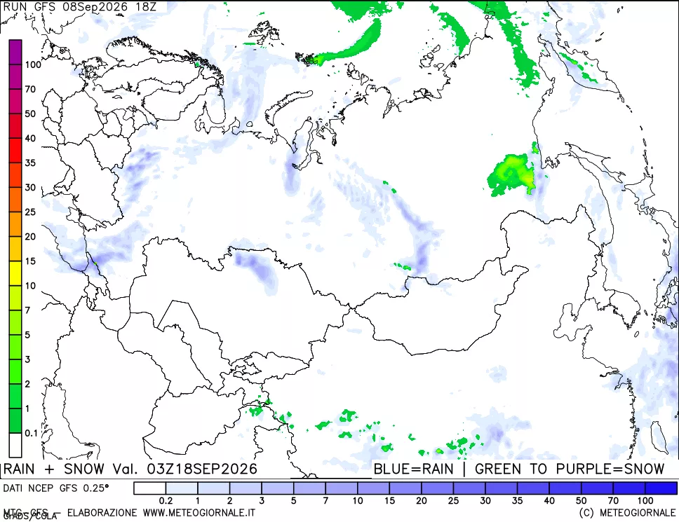 mappa Precipitazioni totali e nevose