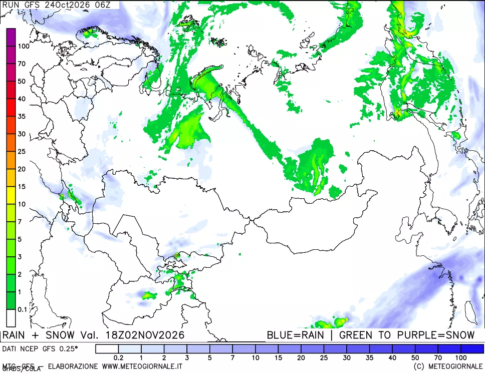 mappa Precipitazioni totali e nevose