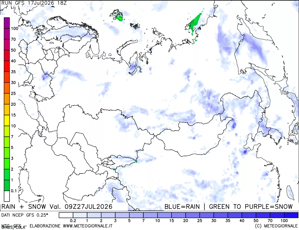 mappa Precipitazioni totali e nevose
