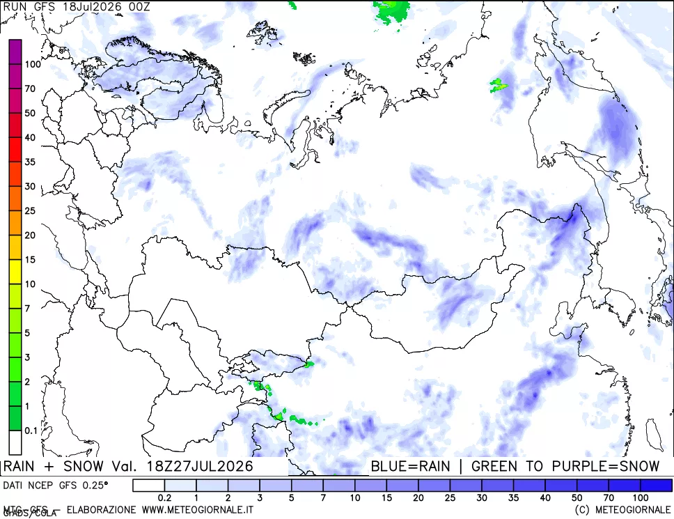 mappa Precipitazioni totali e nevose