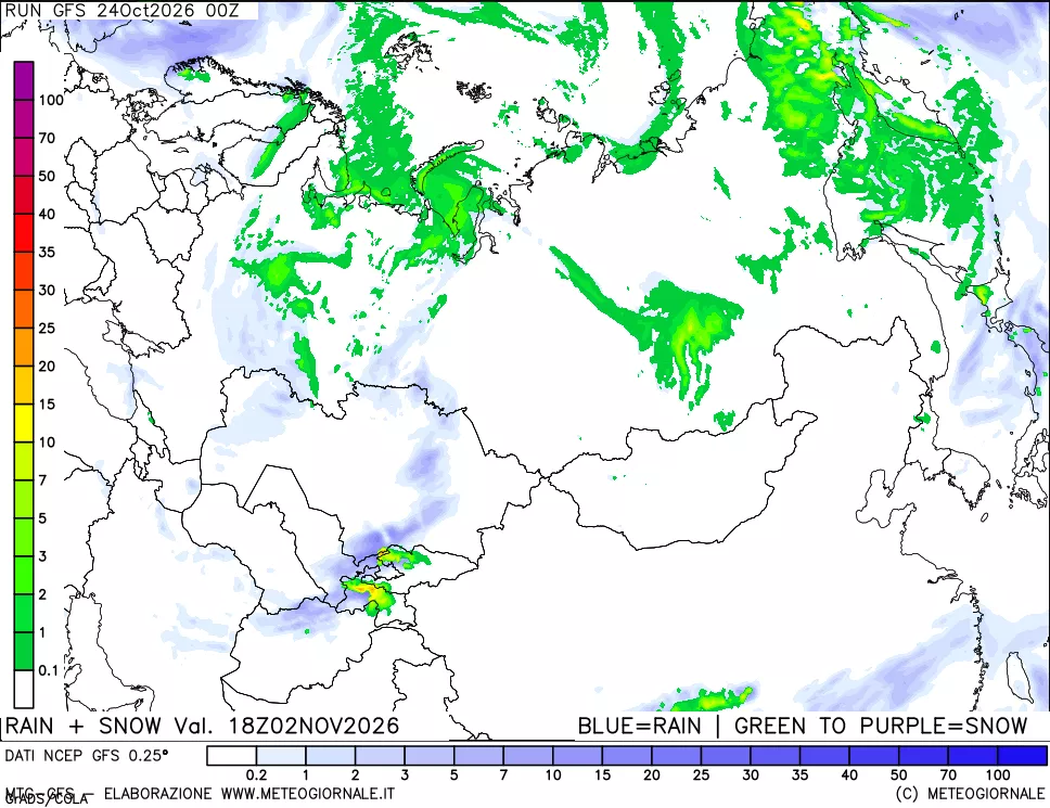 mappa Precipitazioni totali e nevose