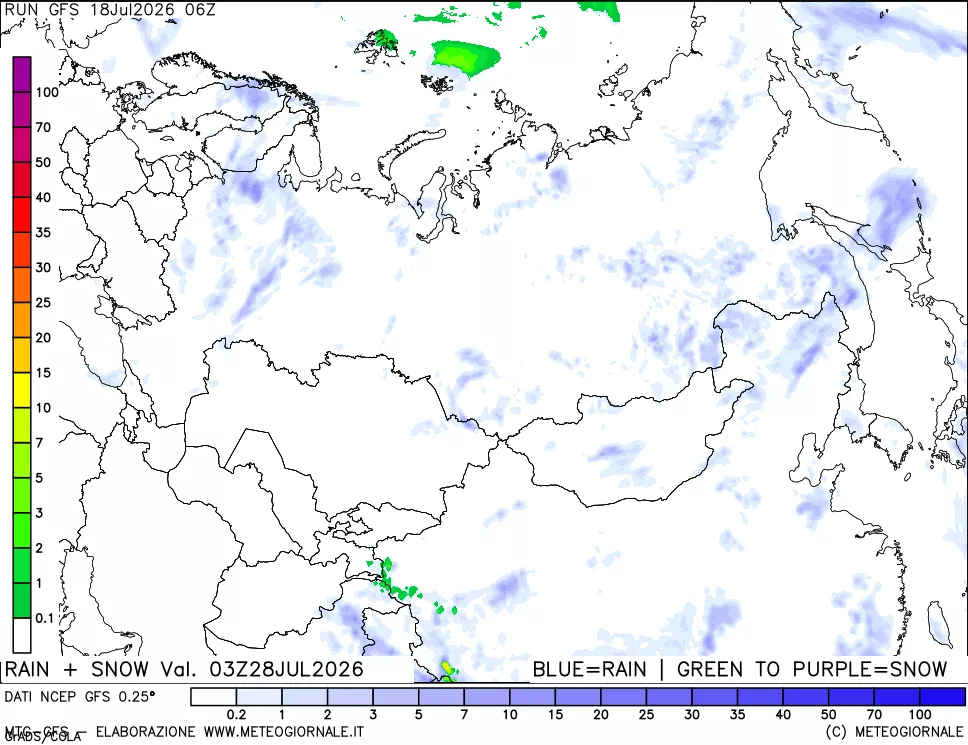 mappa Precipitazioni totali e nevose