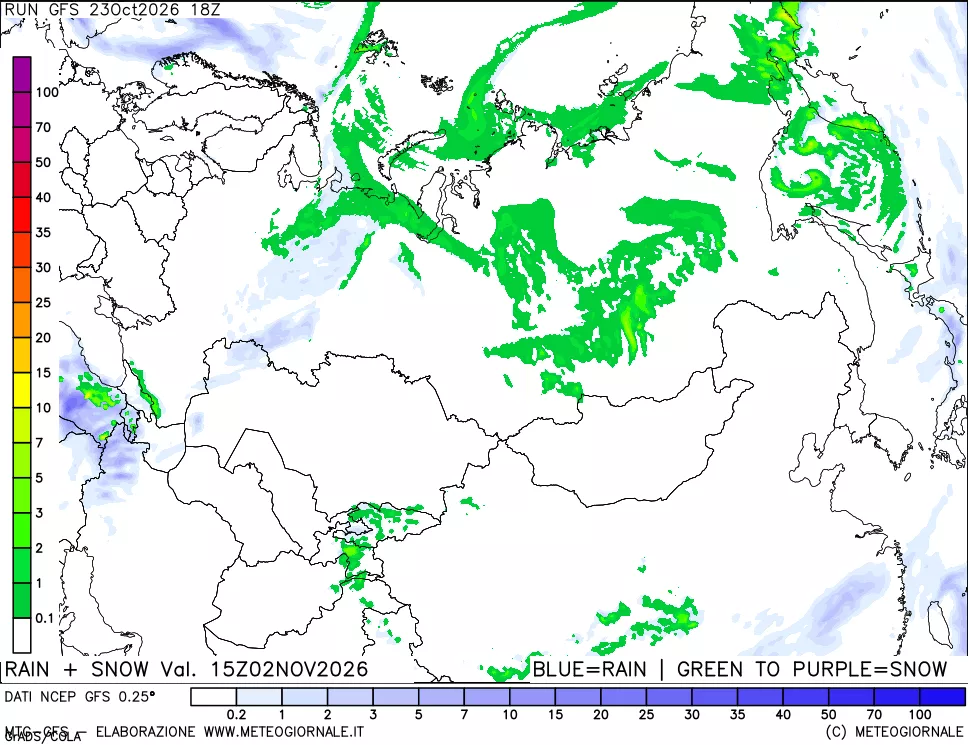 mappa Precipitazioni totali e nevose