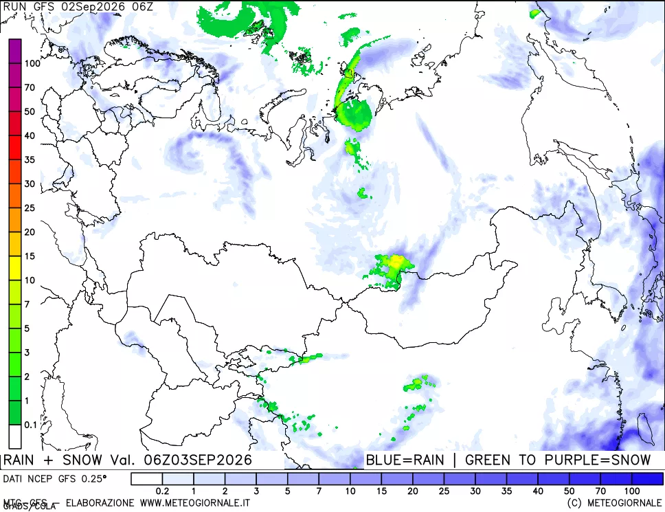 mappa Precipitazioni totali e nevose