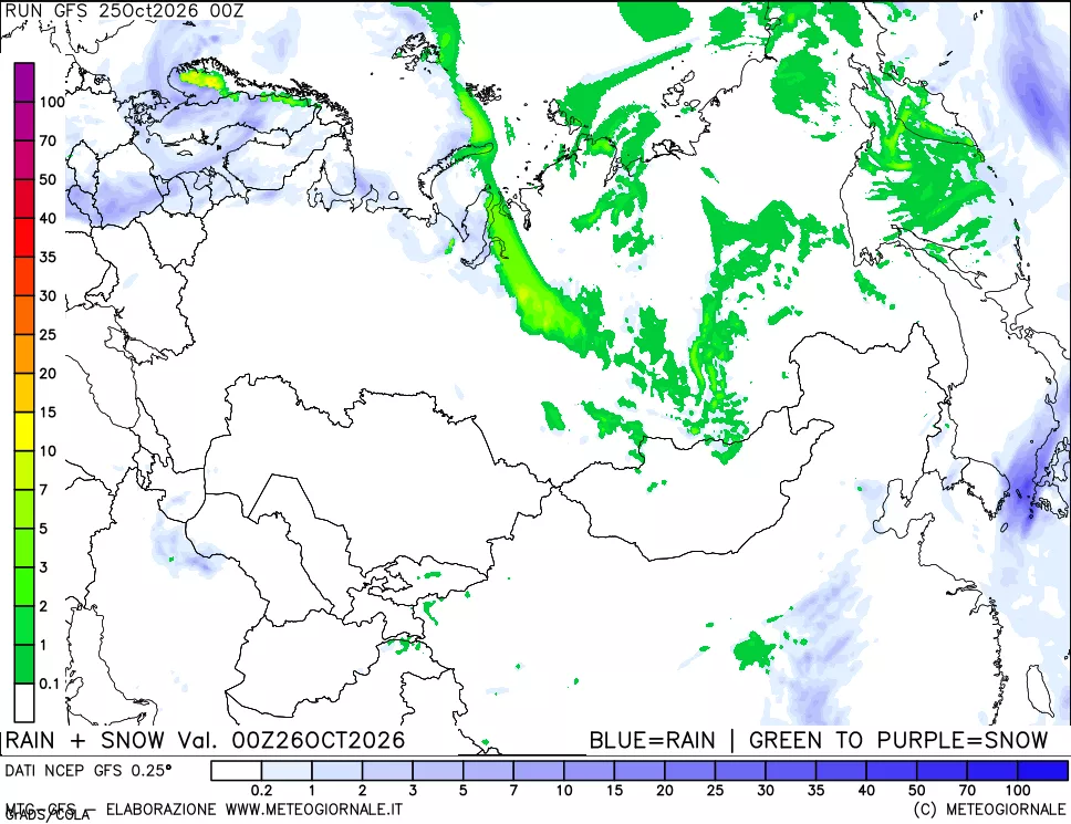mappa Precipitazioni totali e nevose