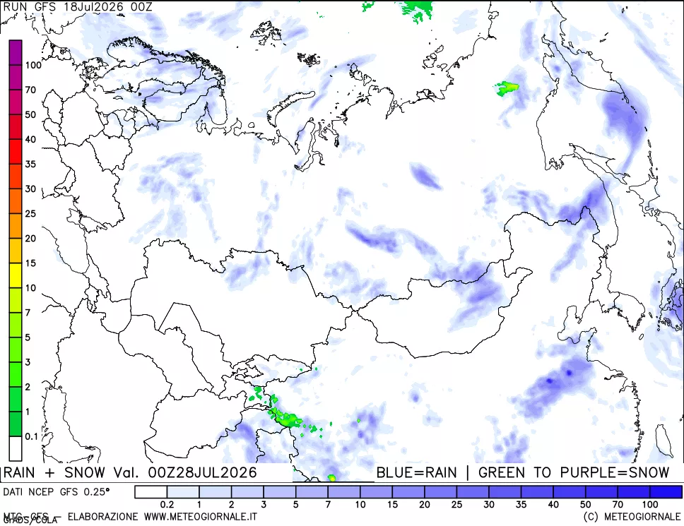 mappa Precipitazioni totali e nevose
