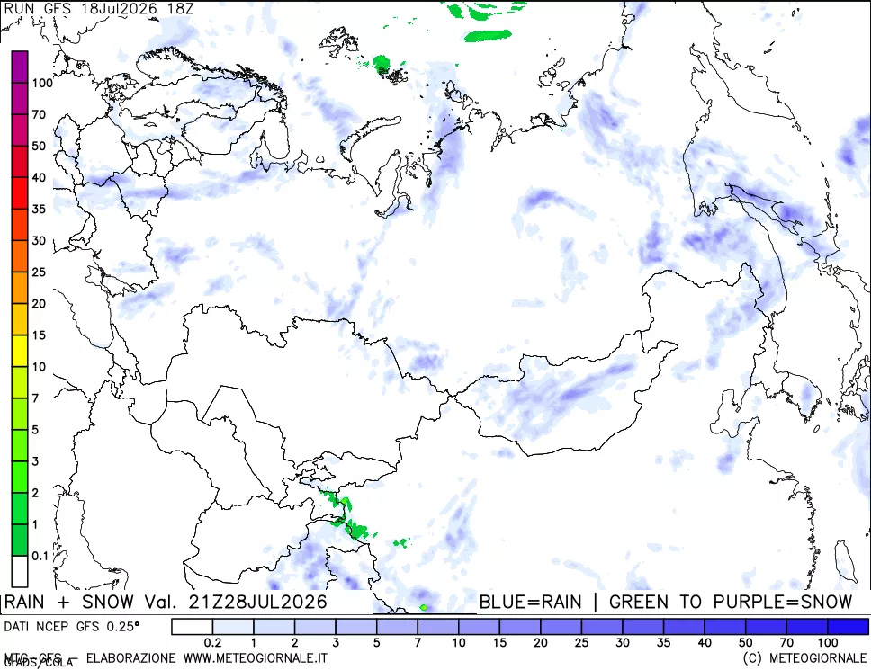 mappa Precipitazioni totali e nevose
