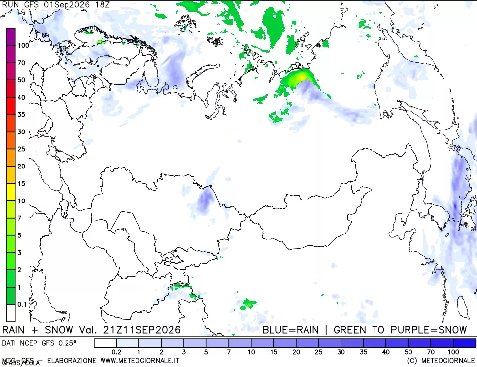 mappa Precipitazioni totali e nevose