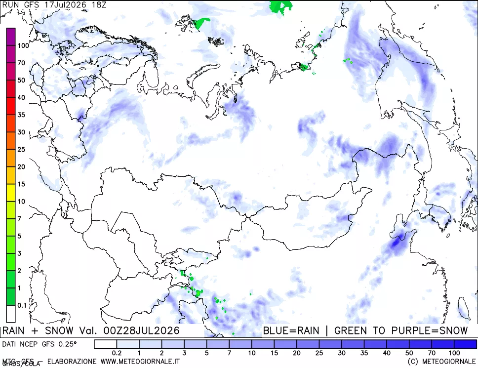 mappa Precipitazioni totali e nevose