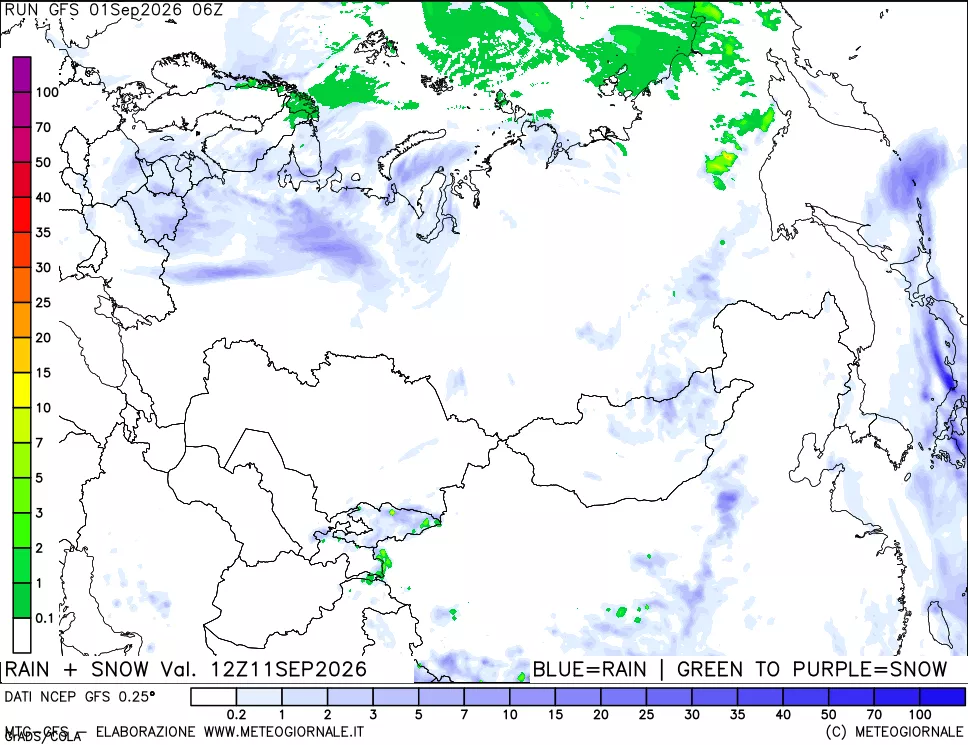 mappa Precipitazioni totali e nevose