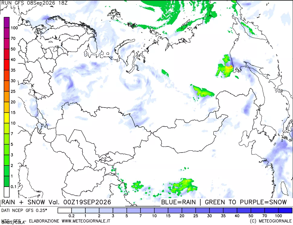 mappa Precipitazioni totali e nevose