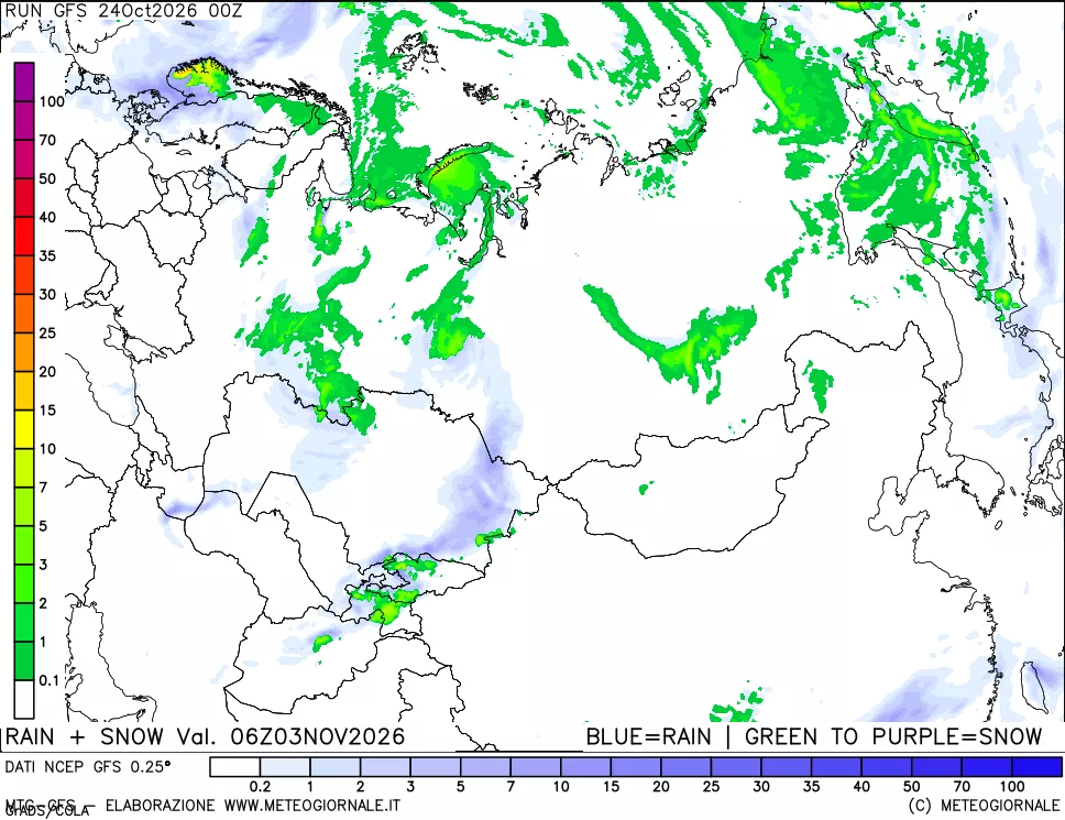 mappa Precipitazioni totali e nevose