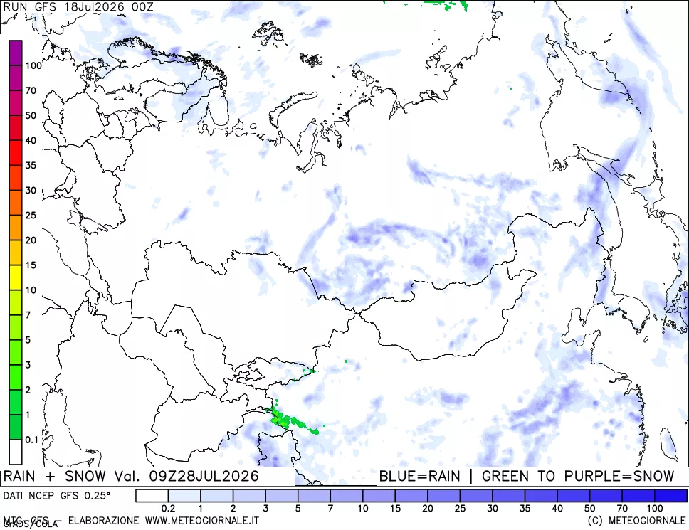 mappa Precipitazioni totali e nevose