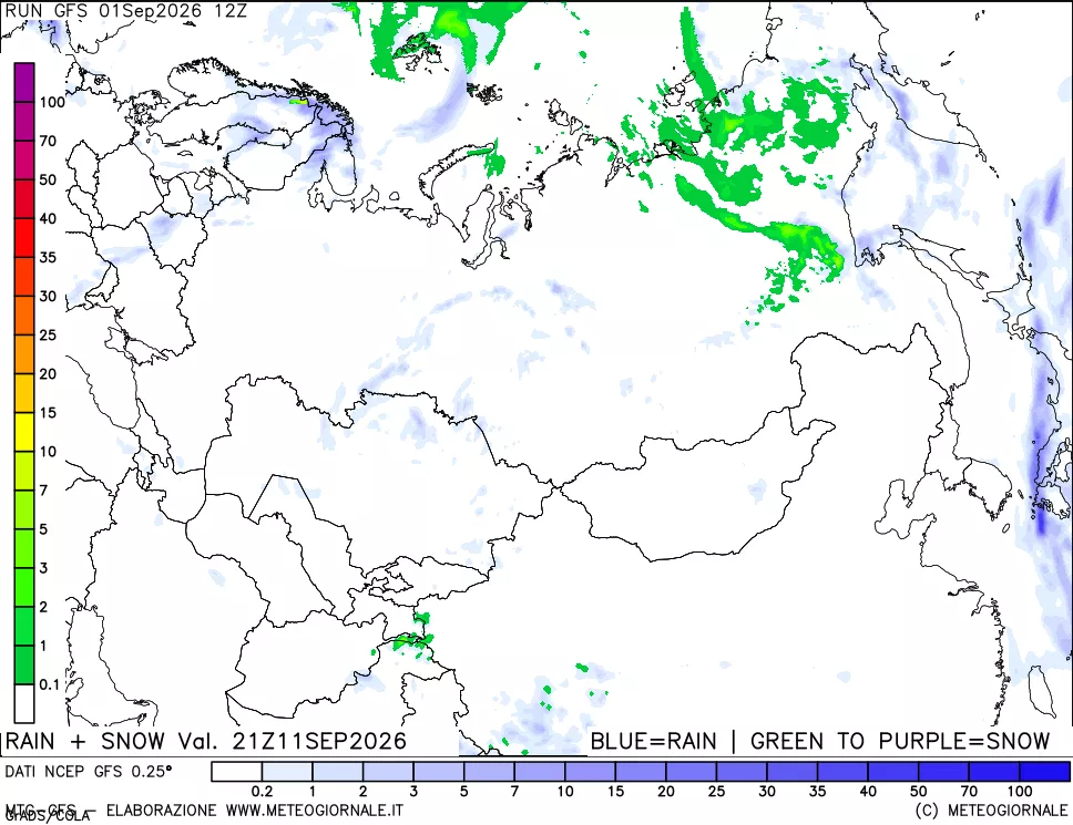 mappa Precipitazioni totali e nevose