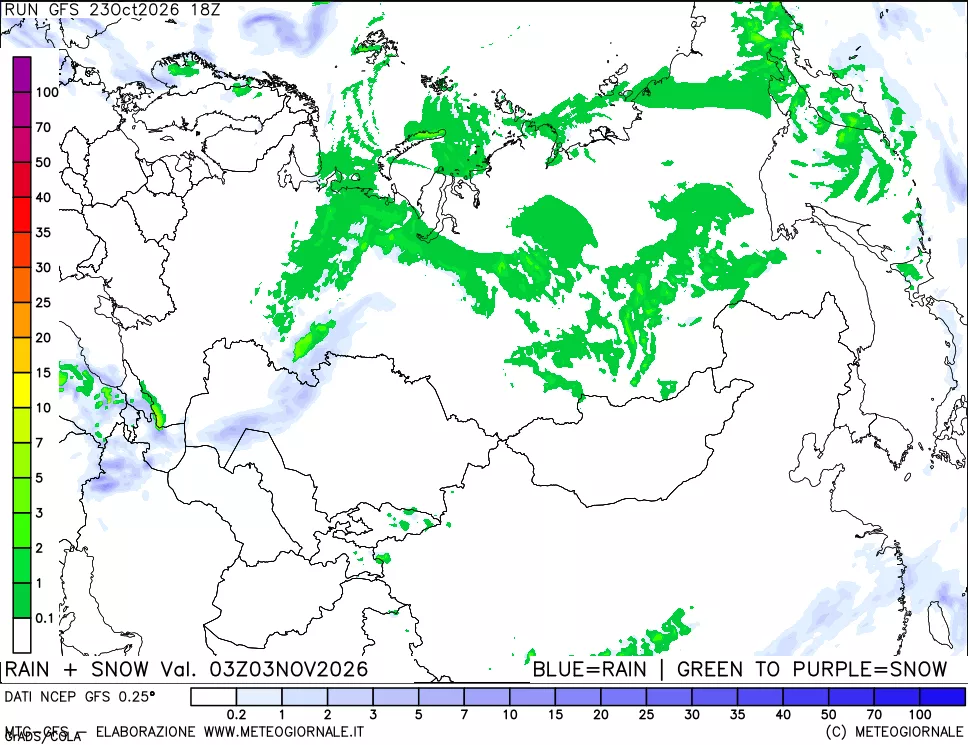 mappa Precipitazioni totali e nevose