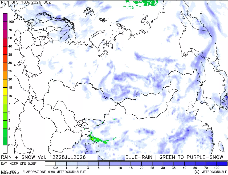mappa Precipitazioni totali e nevose