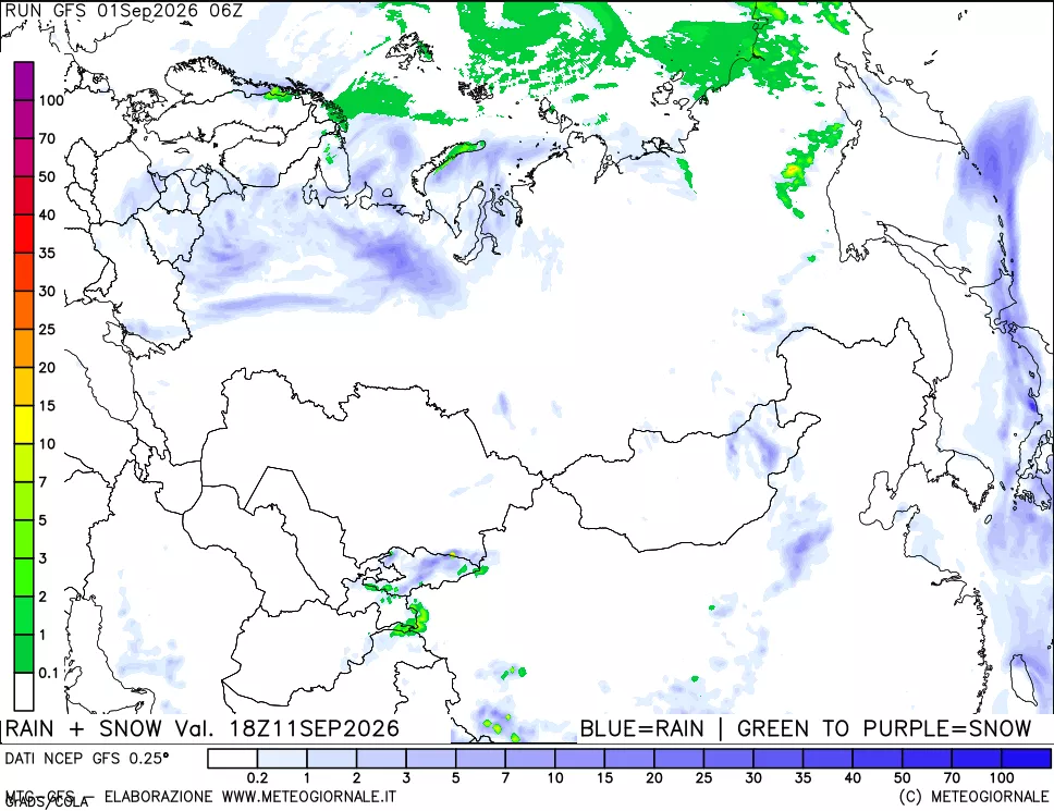 mappa Precipitazioni totali e nevose