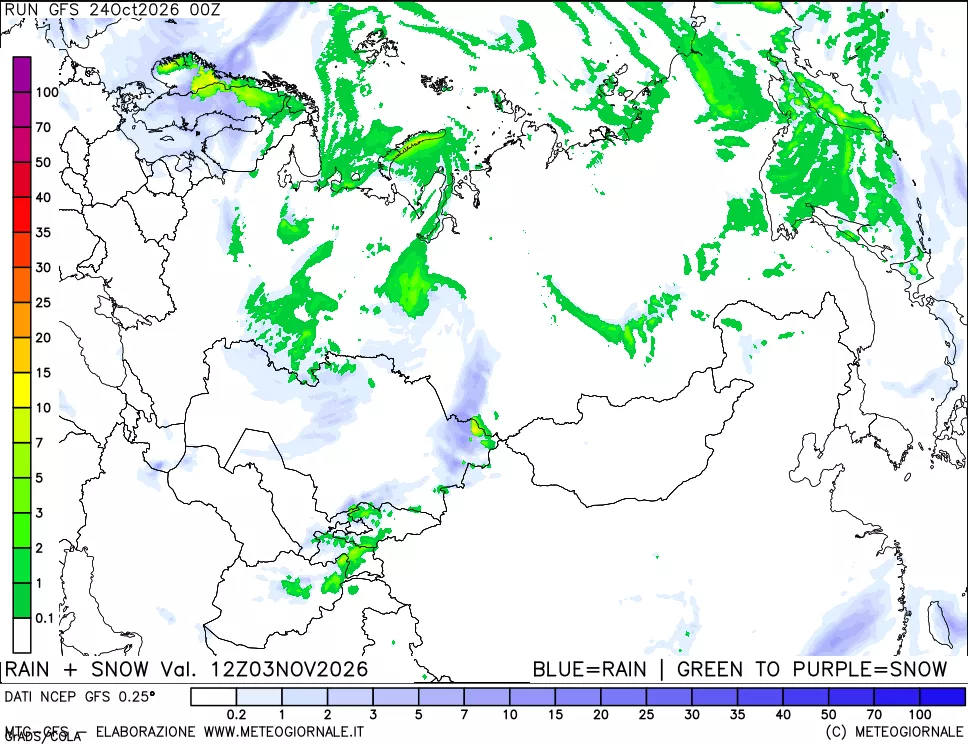 mappa Precipitazioni totali e nevose
