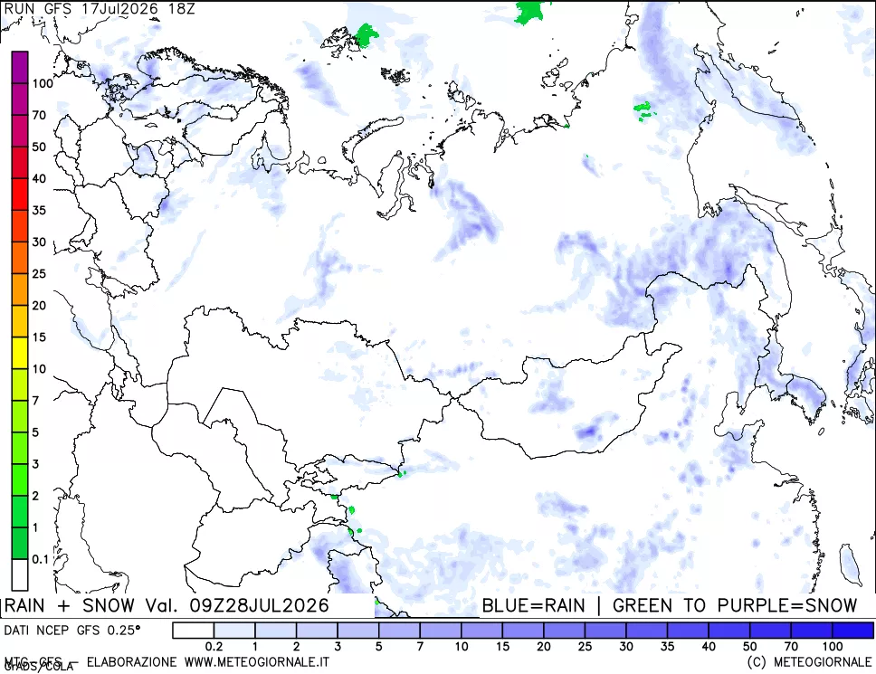mappa Precipitazioni totali e nevose