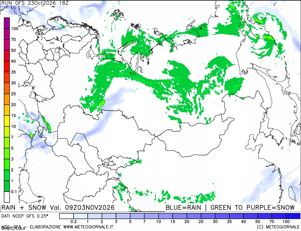 mappa Precipitazioni totali e nevose