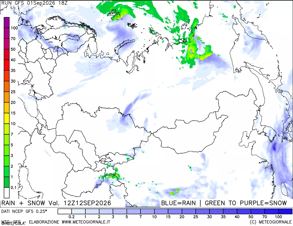 mappa Precipitazioni totali e nevose
