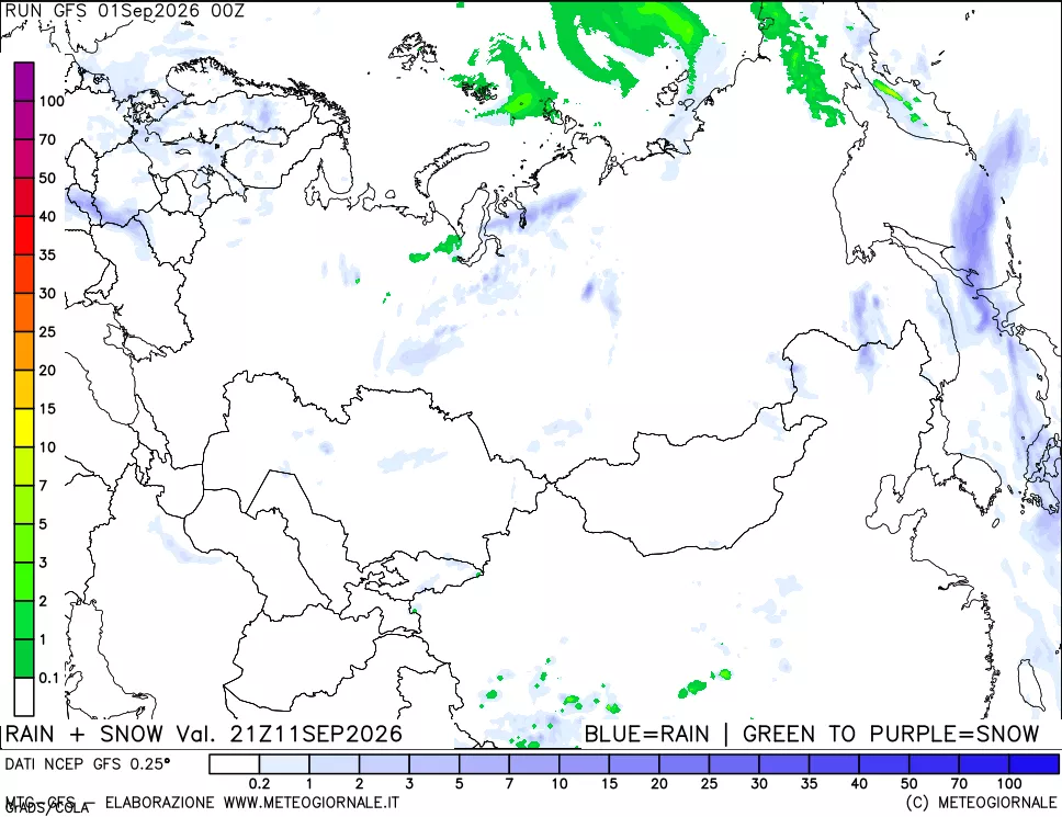 mappa Precipitazioni totali e nevose