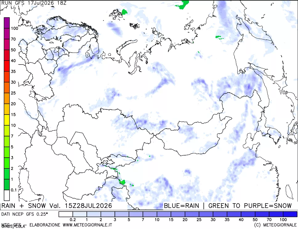 mappa Precipitazioni totali e nevose