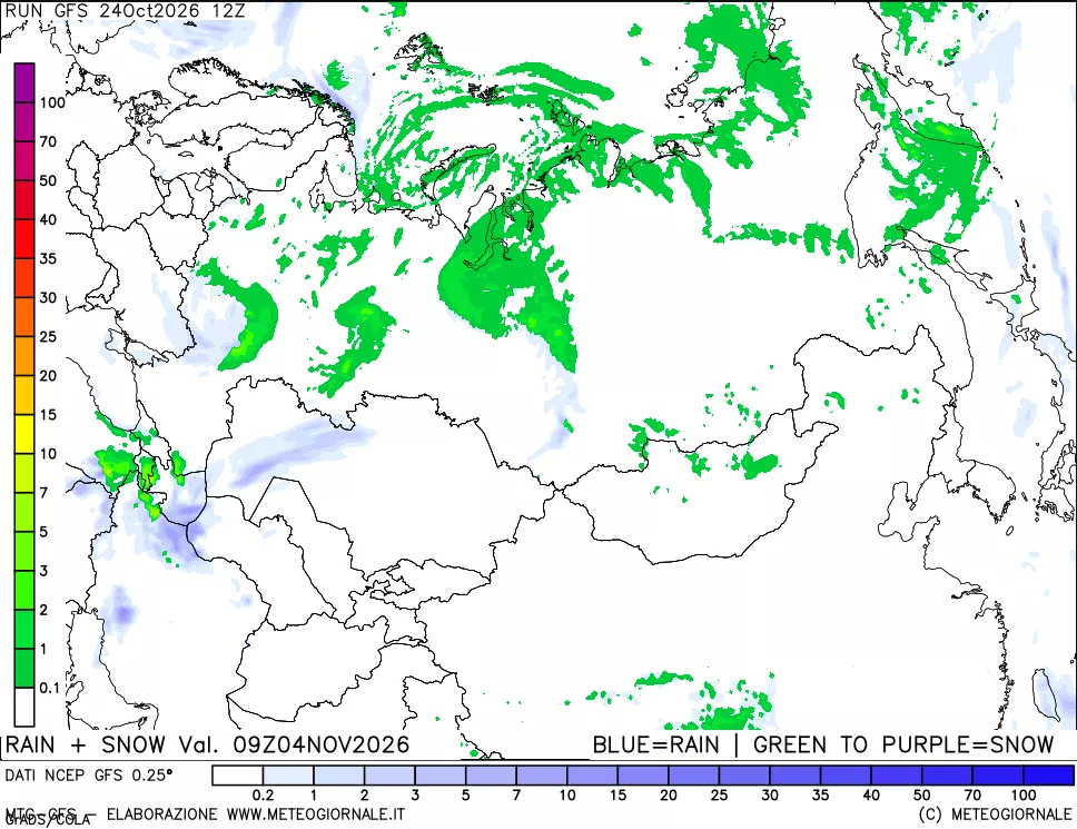 mappa Precipitazioni totali e nevose