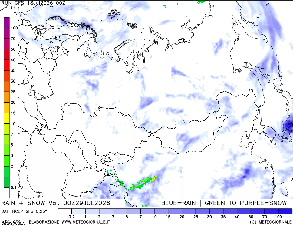 mappa Precipitazioni totali e nevose