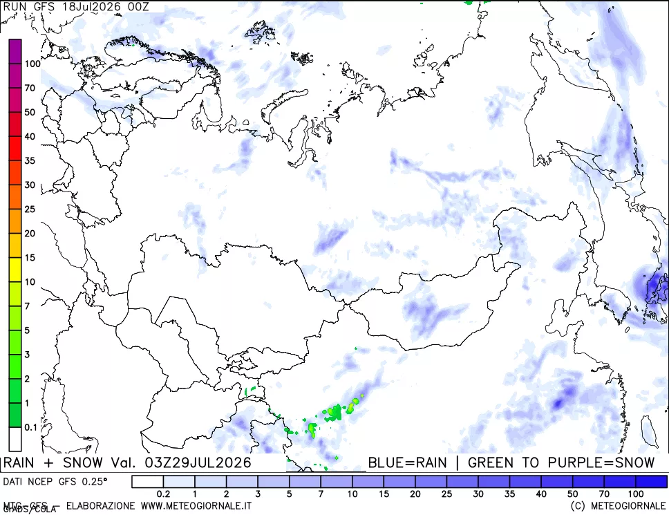 mappa Precipitazioni totali e nevose