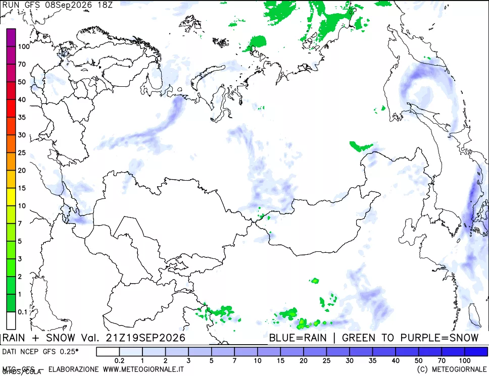 mappa Precipitazioni totali e nevose