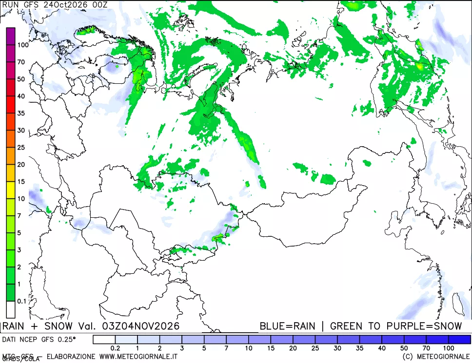 mappa Precipitazioni totali e nevose