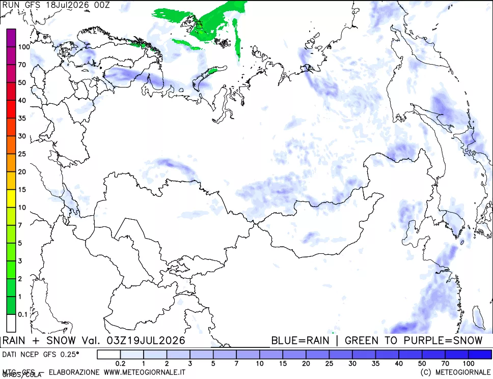 mappa Precipitazioni totali e nevose