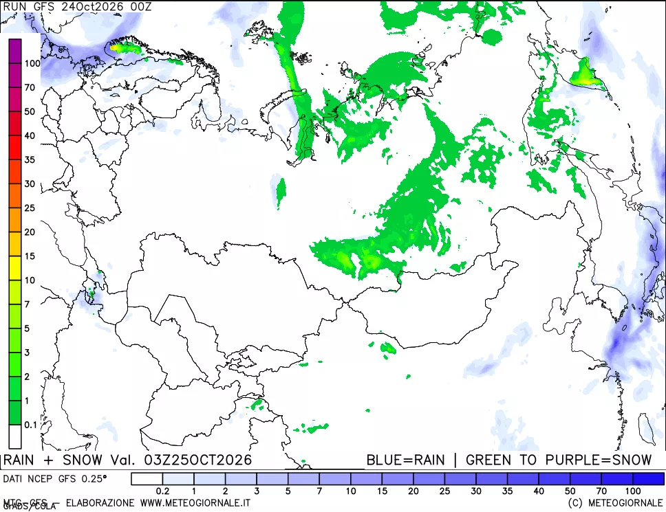 mappa Precipitazioni totali e nevose