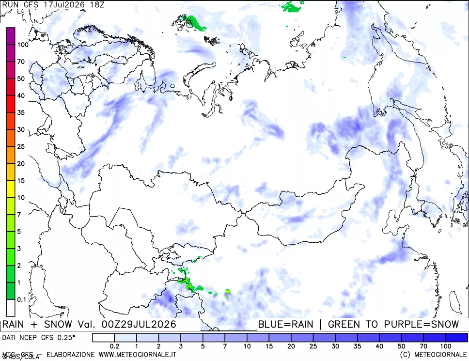 mappa Precipitazioni totali e nevose