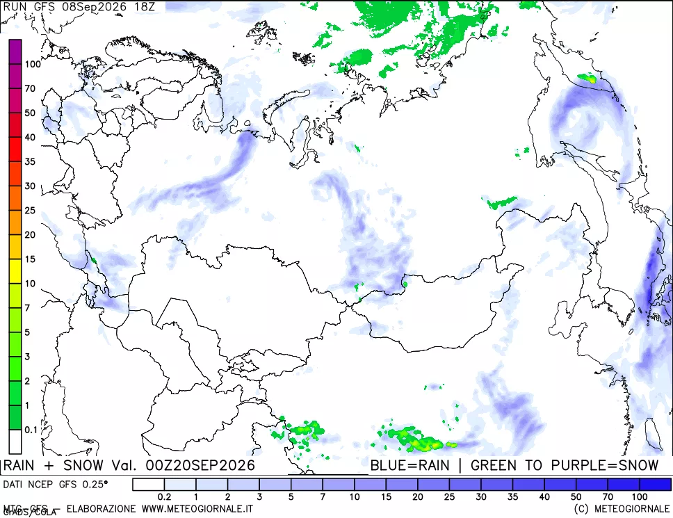 mappa Precipitazioni totali e nevose