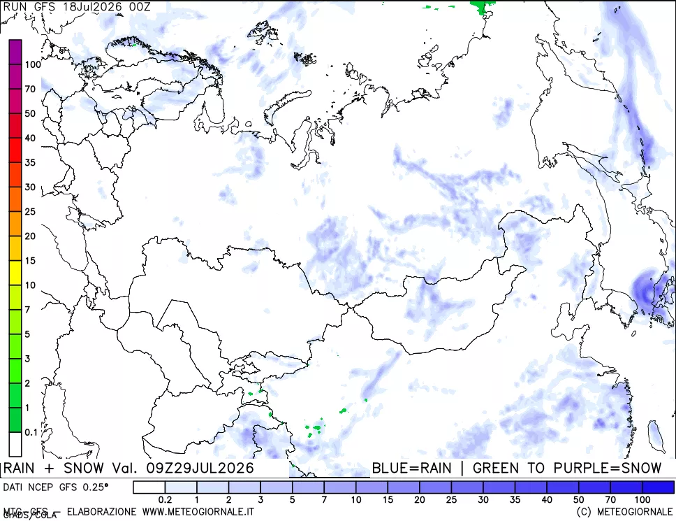 mappa Precipitazioni totali e nevose