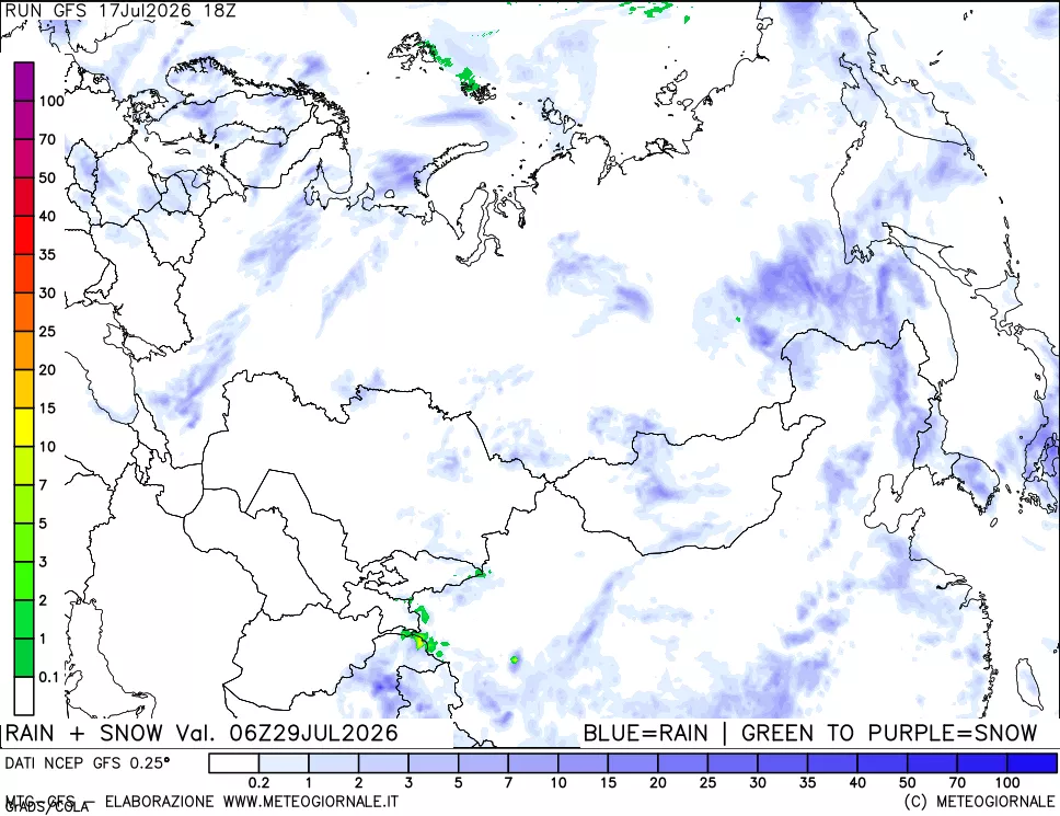 mappa Precipitazioni totali e nevose
