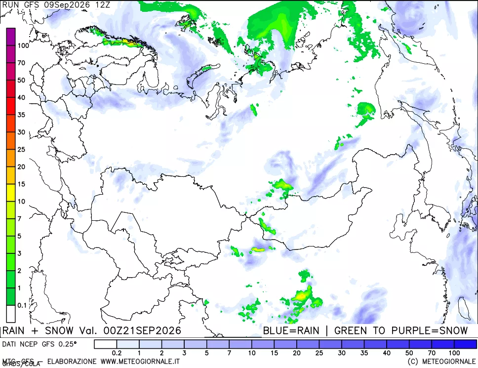 mappa Precipitazioni totali e nevose