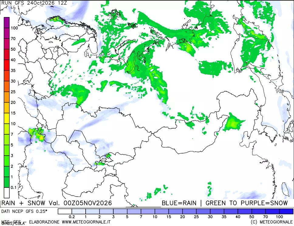 mappa Precipitazioni totali e nevose