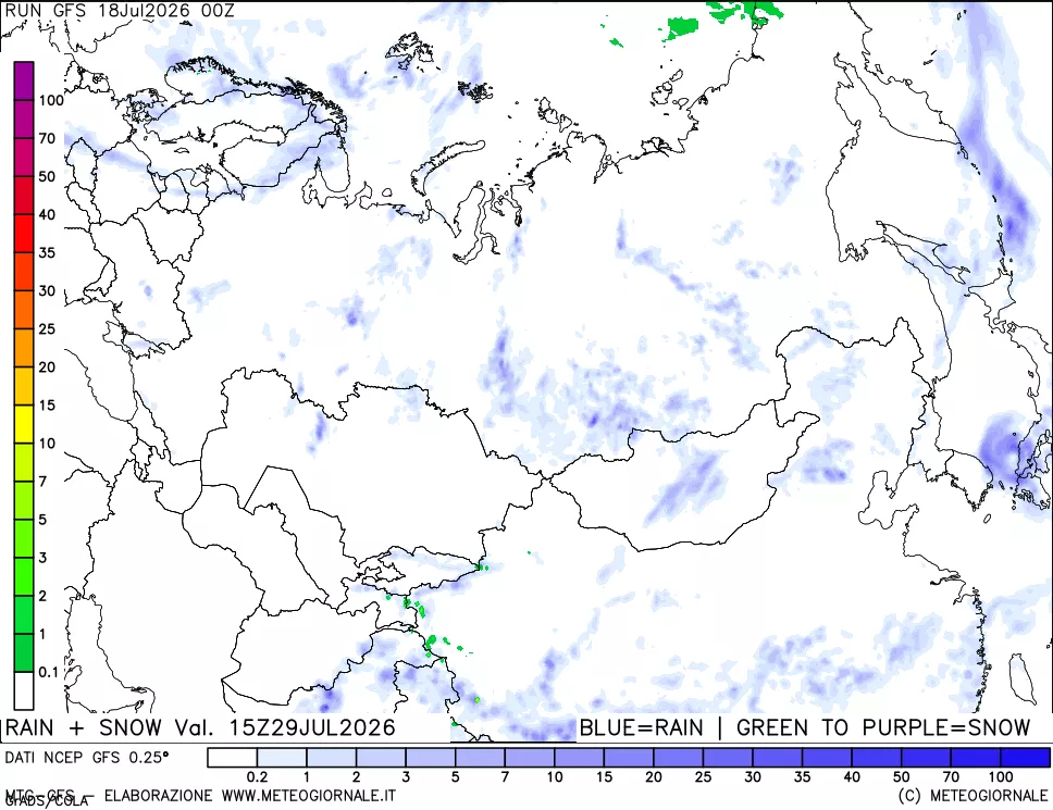 mappa Precipitazioni totali e nevose