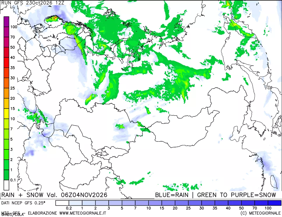 mappa Precipitazioni totali e nevose