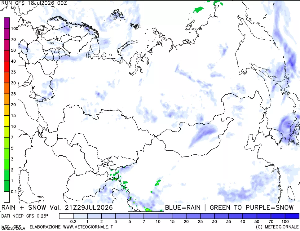 mappa Precipitazioni totali e nevose