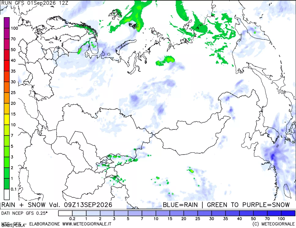 mappa Precipitazioni totali e nevose